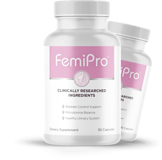 FemiPro supplement bottles – bladder microbiome support formula